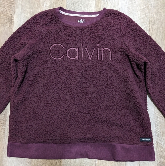 Calvin Klein Plum Sherpa Sweatshirt - Picture 2 of 7